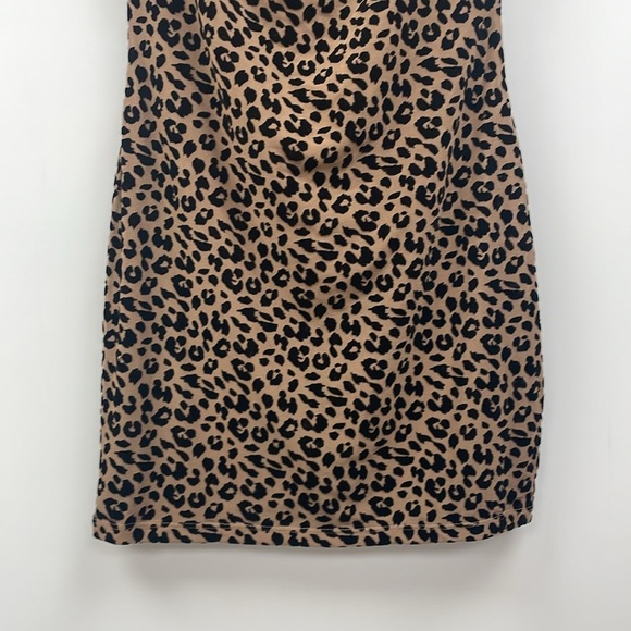 Majorelle Velvet Leopard Ruched Cap Sleeve Bodycon Mini Dress Animal Print Small - Picture 4 of 9